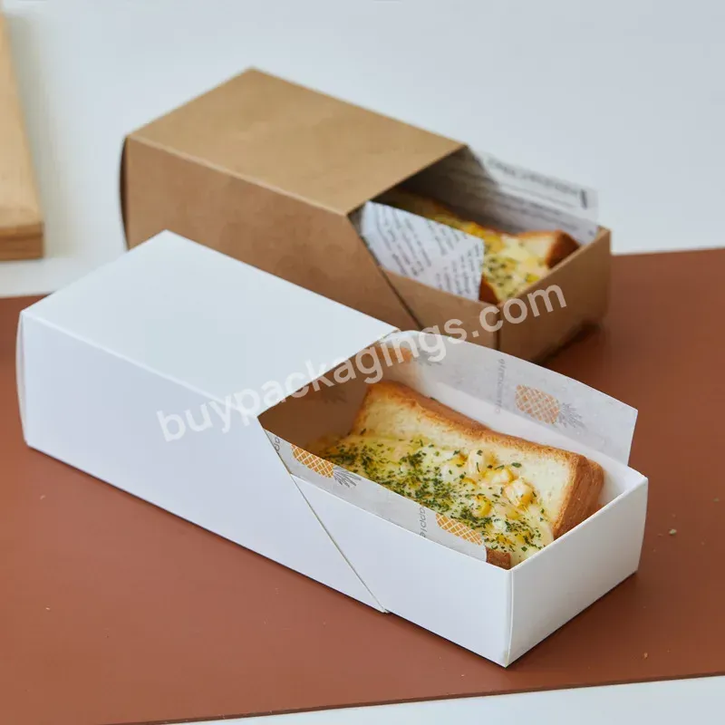 Sandwich Packing Box Baked Toast Disposable Takeaway Packing Drawer Carton Toast Brot Box - Buy Window Drawer Food Packaging Box,Toast Box Non Stick,Toast Packaging Box Kunststoff-pet-toast Box.