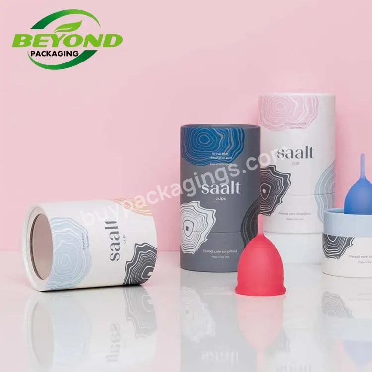 Shenzhen Supplier Beyond Package Waterproof Menstrual Cup Cardboard Tubes Packaging White Paper Cylinder Box With Custom Design