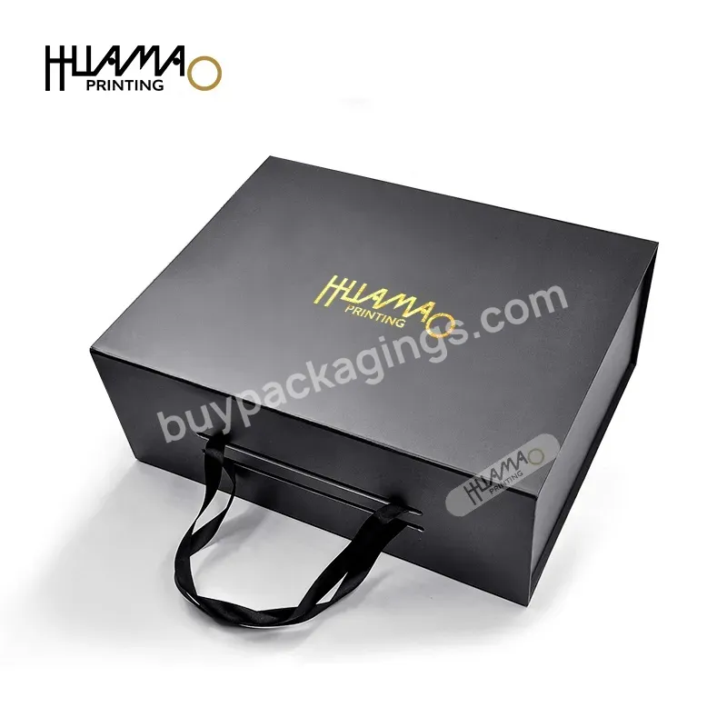 Shoes & Clothing Folding Paper Box With Magnetic Closure Black Rigid Magnet Shoe Box