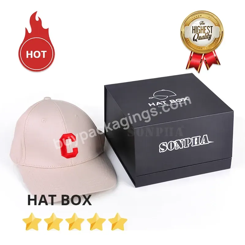 Simple Custom Flip Folding Cardboard Carton Baseball Hat Peaked Hat Packaging Gift Box Custom Logo
