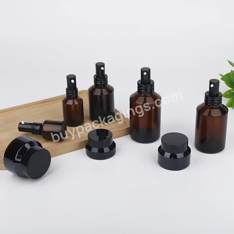 Skin Care Glass Container Series 60ml 30ml 15ml Brown Amber Glass Slant Shoulder Serum Spray Bottle 50g 30g Black Cream Jars - Buy 50g 30g Black Cream Jars,Slant Shoulder Serum Spray Bottle,Skin Care Glass Container Series.