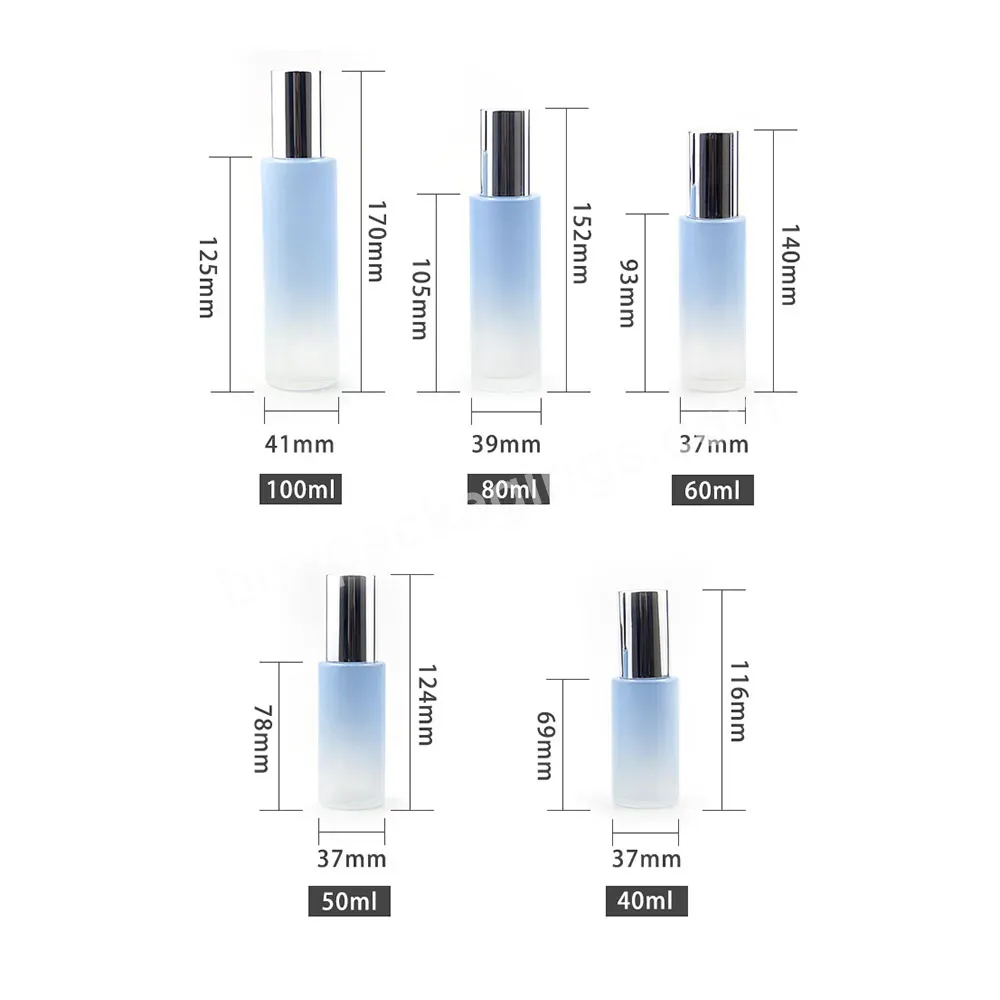 Skincare Bottle Sets Cosmetic Lotion Bottle 40ml 50ml 60ml 80ml 100ml 30g 50g Blue Gradient Glass Bottles Cream Jars Set