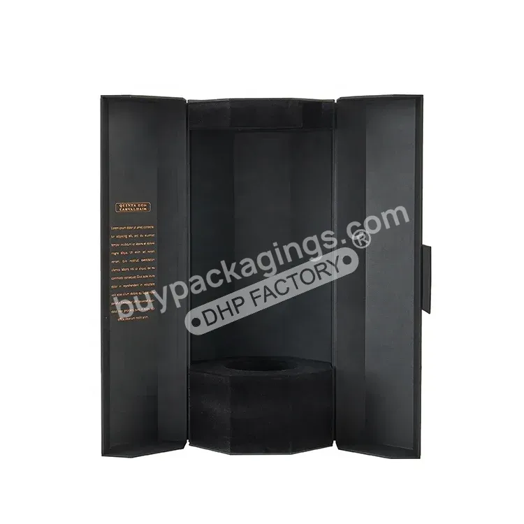 Slide Magnetic Flap Custom Foam Insert Luxury Wine Gift Rigid Cardboard Black Paper Packaging Hexagon Tube Box