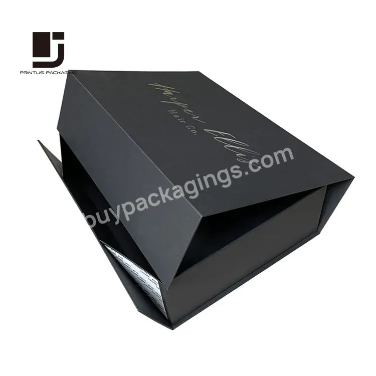 Sliver Foil Stamping Folding Magnetic Hair Packaging Box For Wig
