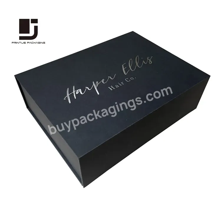 Sliver Foil Stamping Folding Magnetic Hair Packaging Box For Wig