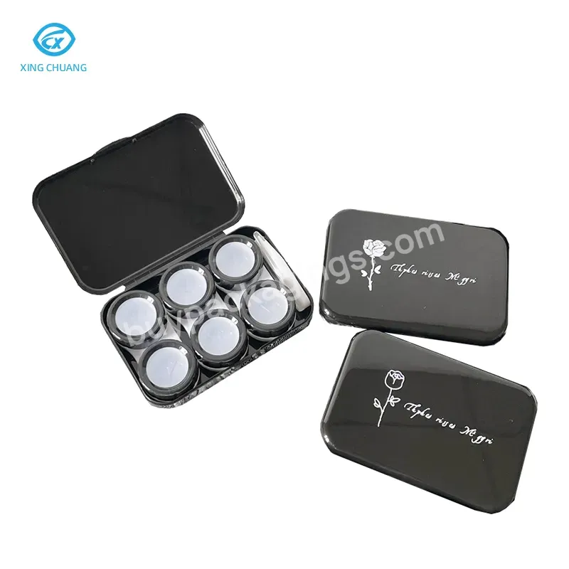 Small Dark Rose Three Pairs Of Contact Lens Case Personality Transparent Contact Lens Care Storage Box Multiple Pairs