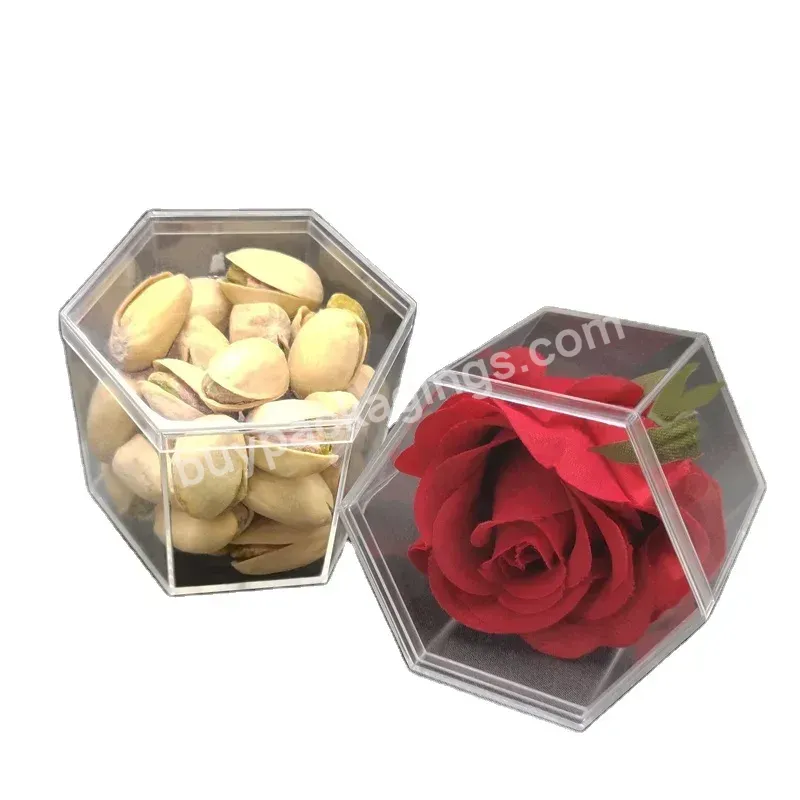 Smart Christmas Food Grade Hexagon Shaped Clear Candy Acrylic Small Box Nuts For Gift Candy Flowers