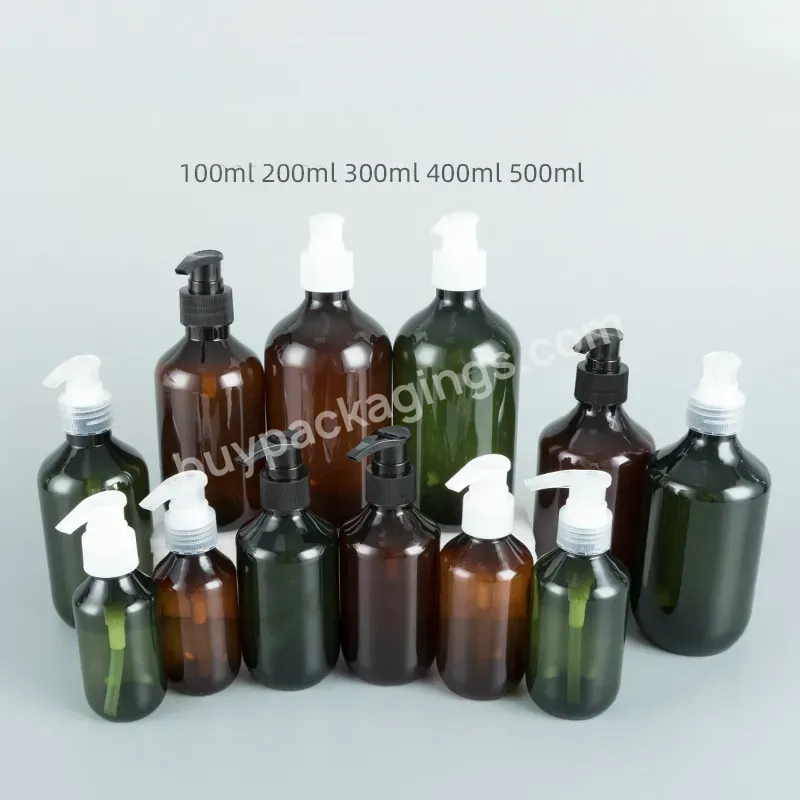 Spot Shampoo Bath Gel Plastic Bottle Long Neck Round Shoulder With Screw Pump 100-500ml Lotion