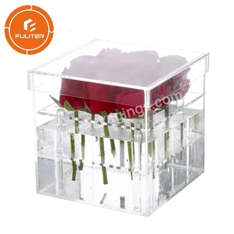 Square Plexiglass Acrylic Display Box Chocolate Flower Gift Box With Clear Lid - Buy Acrylic Box For Flowers,Acrylic Flower Box Clear Box Artificial Flower,Flower Luxury Gift Box Flower Boxes Rectangle.