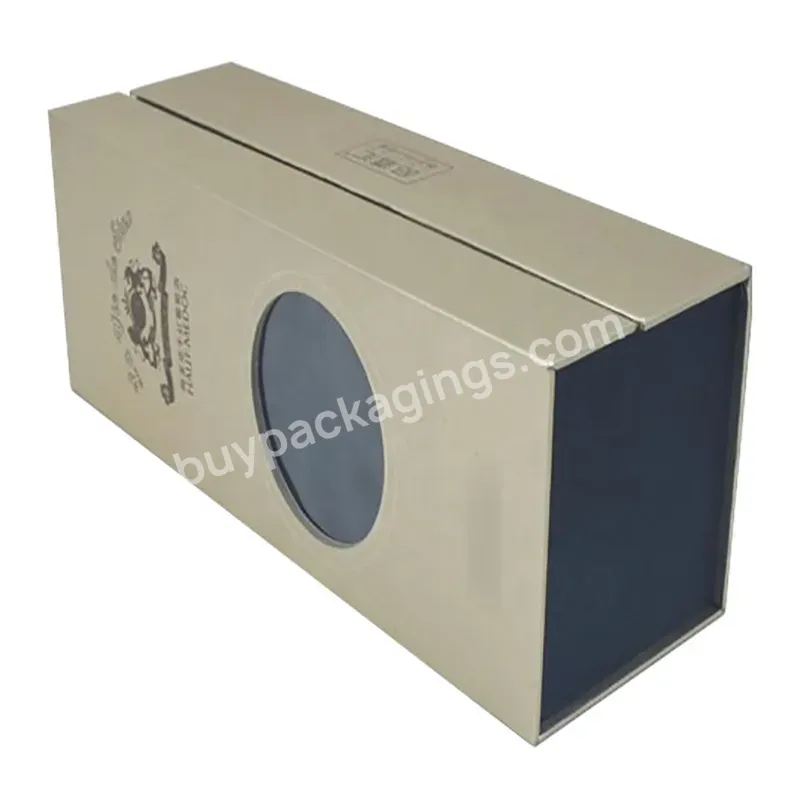 Square Printed Wine Box Luxury Canned Tea Customized Gift Box Custom Logo Straight Corners Die-cut Window Wine Box
