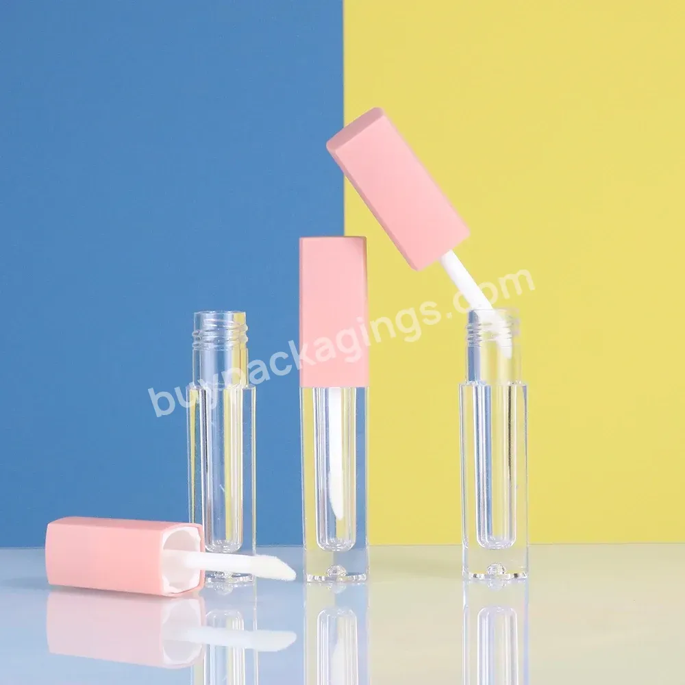 Square Transparent Plastic Lip Tube Skincare Bottles Packaging Luxury Lip Color Tube Square With Brush Head Customized Logo - Buy Square Plastic Bottle,Transparent Empty Tube Bottle,Lip Gloss With Brush.