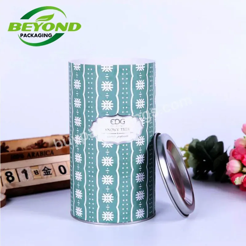 Star Packaging Tea Tin Metal Lid Canister Packaging Cardboard Box Printing Rolled Edge Kraft Paper Cylinder Tube