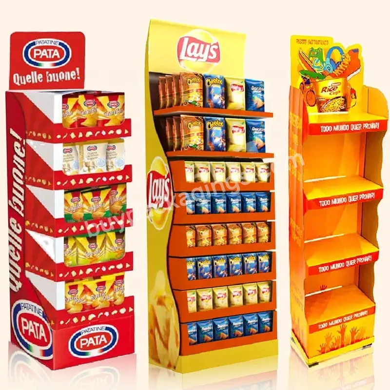 Supermarket Cardboard Chips With Stand For Snack Display Custom Display Stand For Chips,New Design Potato Chip Display Rack - Buy Potato Chip Rack,Potato Chip Display Rack,Cardboard Display Stands.