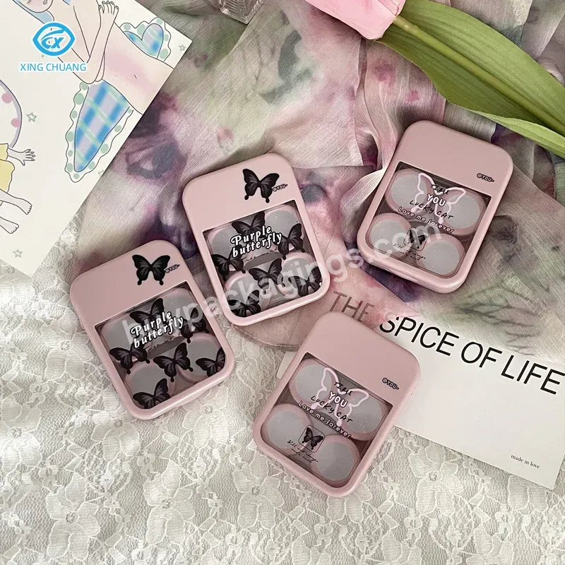 Sweet Cool Y2k Millenia Retro Butterfly Style Contact Lens Case Contact Companion Case Glasses Care Case Two Pairs