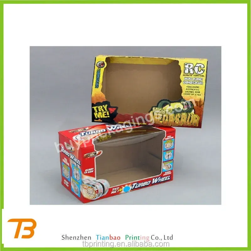 Transparent Clear Window Inner Plastic Blister Tray Folded Flute Corrugated Robot Toy Carton Box