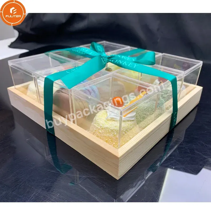 Unfinished Square Gift Food Wooden Tray Candy/chocolat/nuts/cake Acrylic Box Set