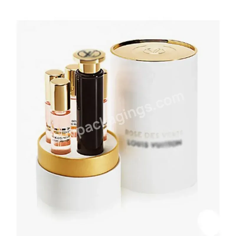 Unique Design Round Cardboard Perfume Packaging Box Cylinder Perfume Gift Box