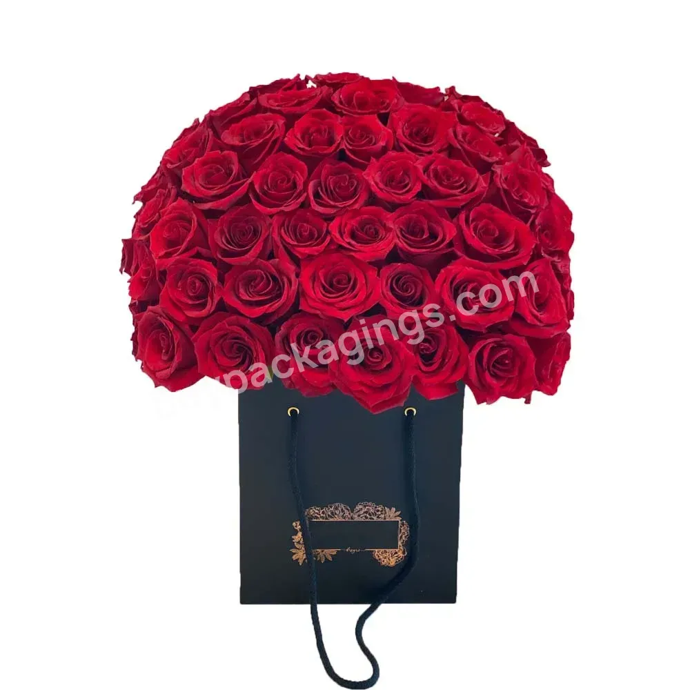 Unique Paper Gift Bag With Ribbon Handle For Boutiques Wedding Bouquets Gift Boxes Flower Floral Carrier Bag