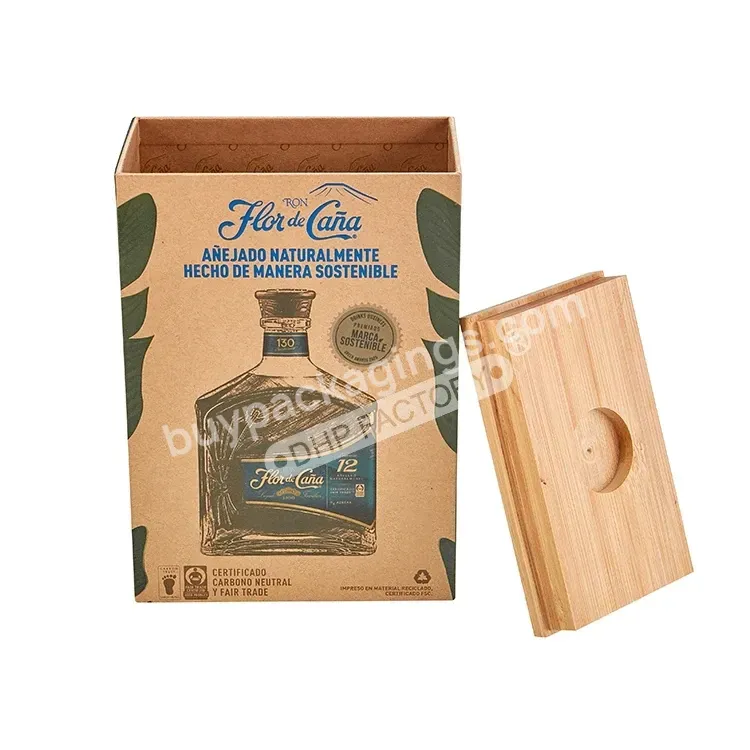 Unique Wooden Lid Whisky Gift Shipping Custom Hard Cardboard Brown Kraft Paper Printing Premium Bottle Box Packaging - Buy Premium Bottle Box Packaging,Whisky Bottle Packaging Box,Brown Kraft Paper Box.