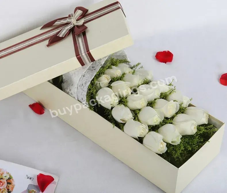 Valentines's Day Luxury Ribbon Custom Logo Gift Flower Boxes Cardboard