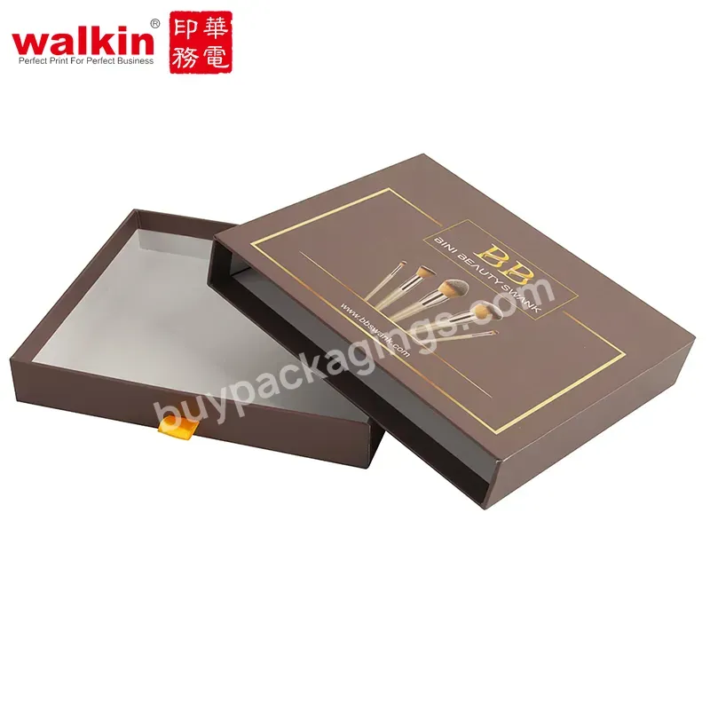 Walkin Customized Luxury Dark Cardboard Drawer Box With Ribbon Premium Perfume Gift Box