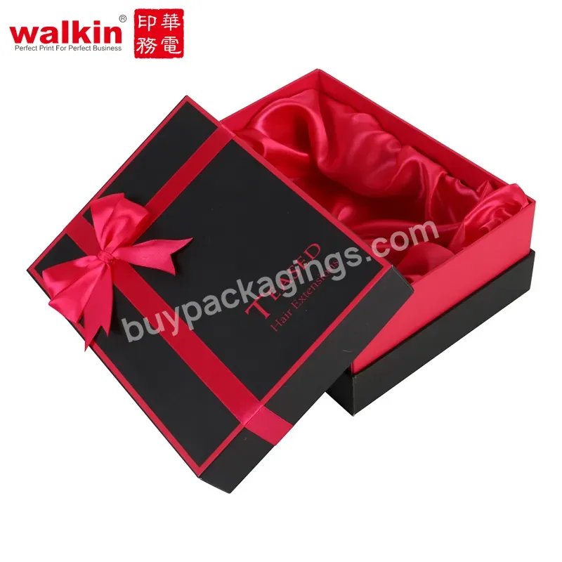 Walkin Wholesale Luxury Bespoke Custom Logo Rigid Cardboard Magnetic Paper Gift Folding Boxes With Ribbon Closure For Wedding