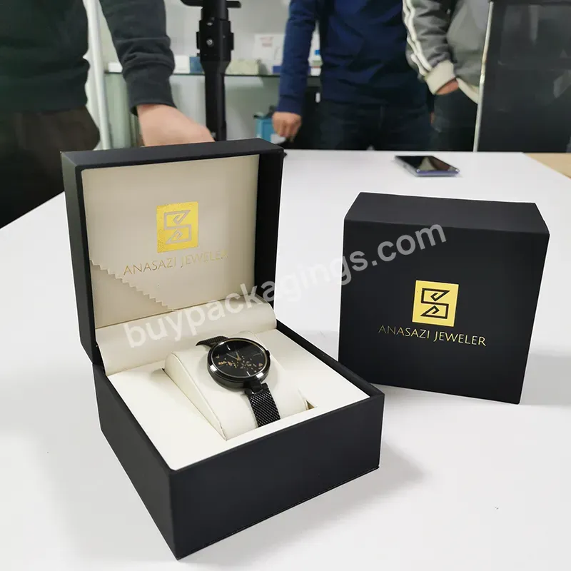 Watch Box Luxury High Quality Custom Logo Black Cardboard Paper Gift Packaging New Design Custom Square Watch Box