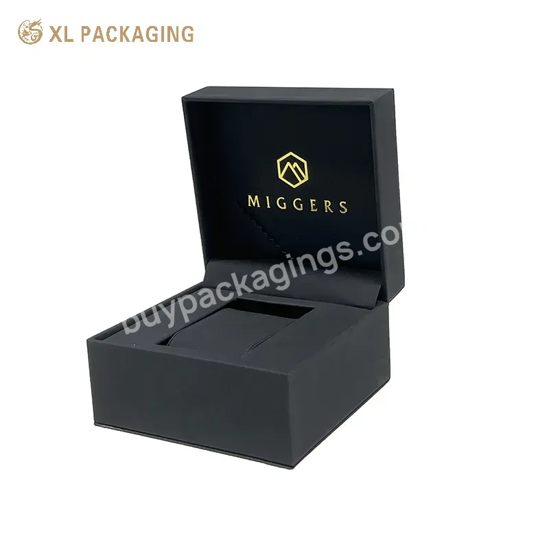Watch Box Luxury High Quality Custom Logo Black Cardboard Paper Gift Packaging Watch Gift Boxes Jewelry Box With Leather Pillow