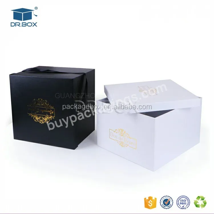 Waterproof Paper Round Flower Box With Lid Ribbon Handle Beautiful Flower