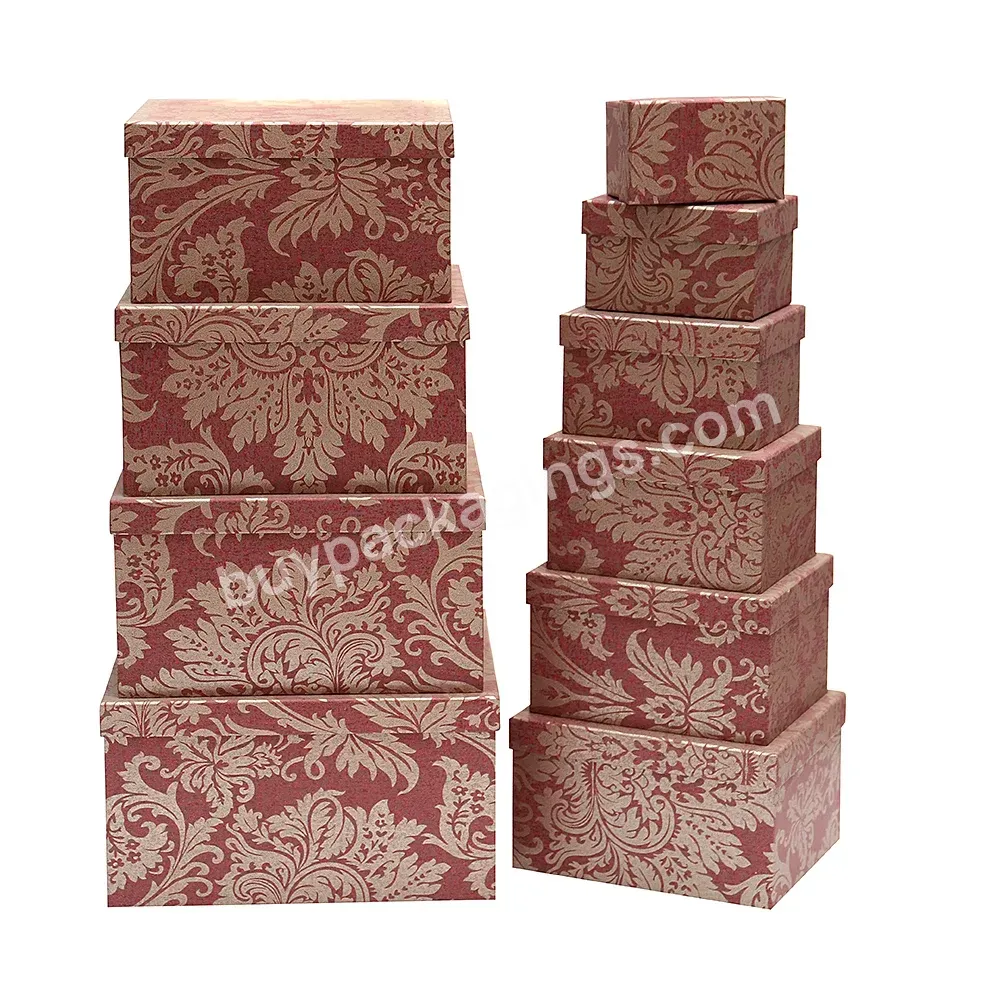 Waterproof Recyclable Paper Box Ten-piece Set Of Rectangular-shaped Brownish Red Flower Gift Boxes For Gift Pack - Buy Waterproof Recyclable Paper Box,Rectangular-shaped Boxes,Brownish Red Flower Gift Boxes.