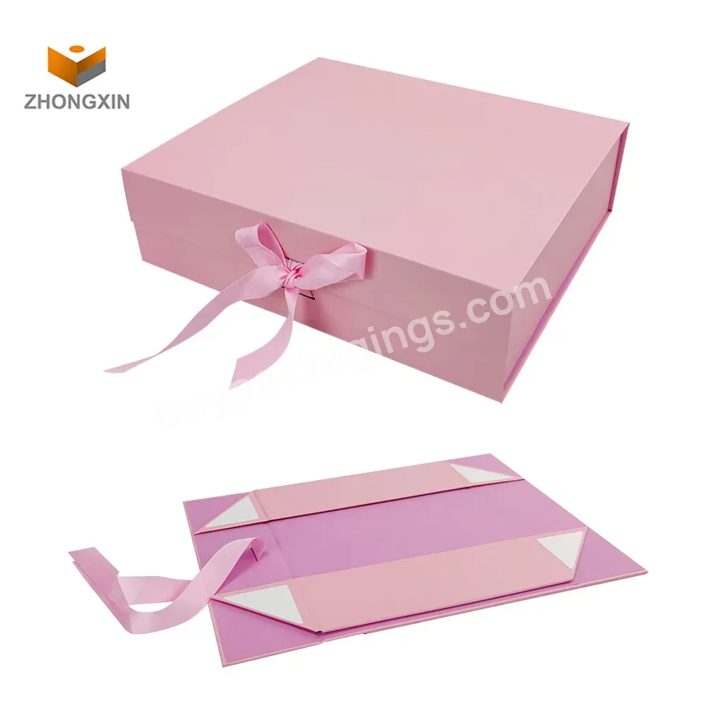 Wedding Gift Box With Changeable Ribbon And Magnetic Closure For Luxury Packaging Fold Sturdy Storage Box