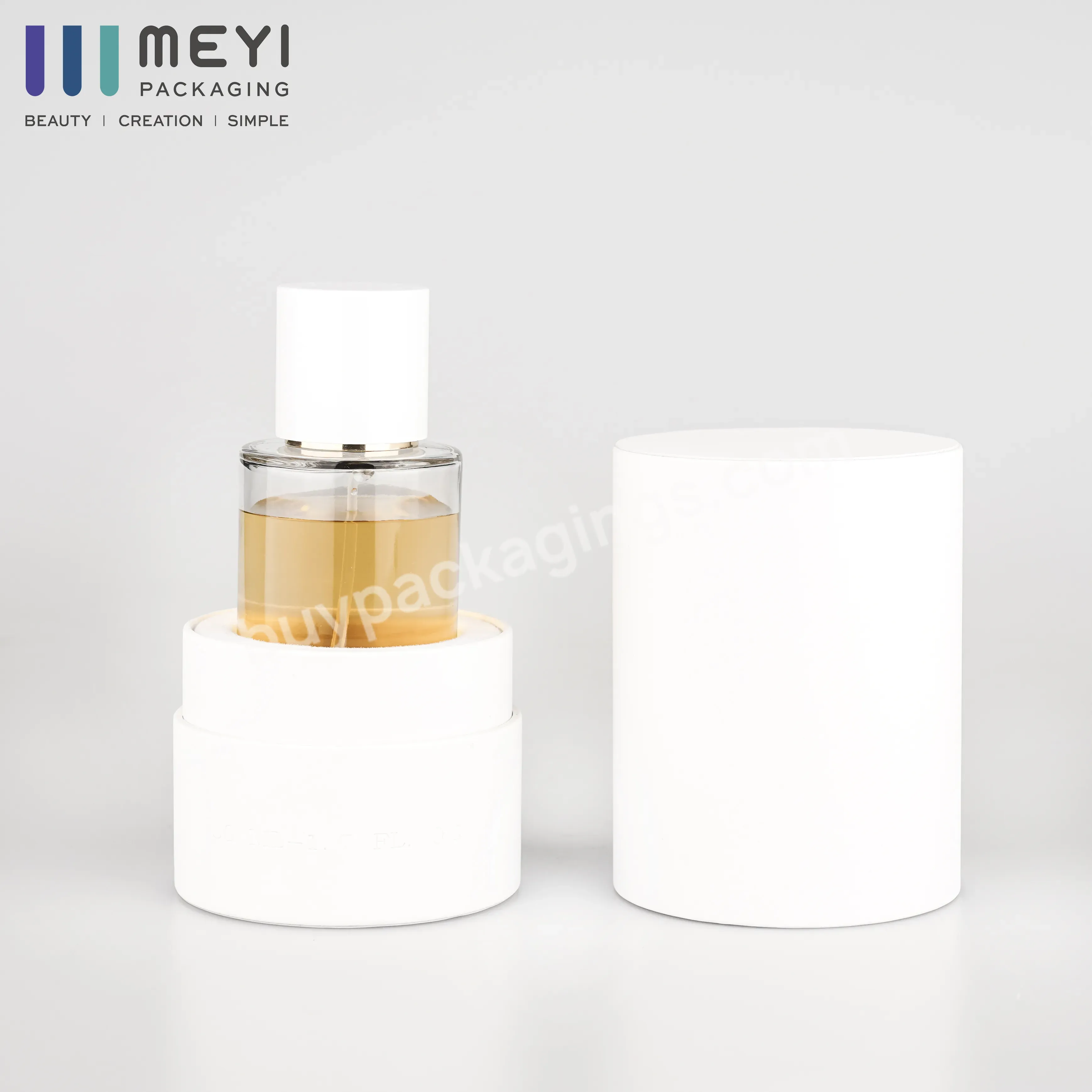 White 50ml Perfume Bottle With Cylinder Shape Box