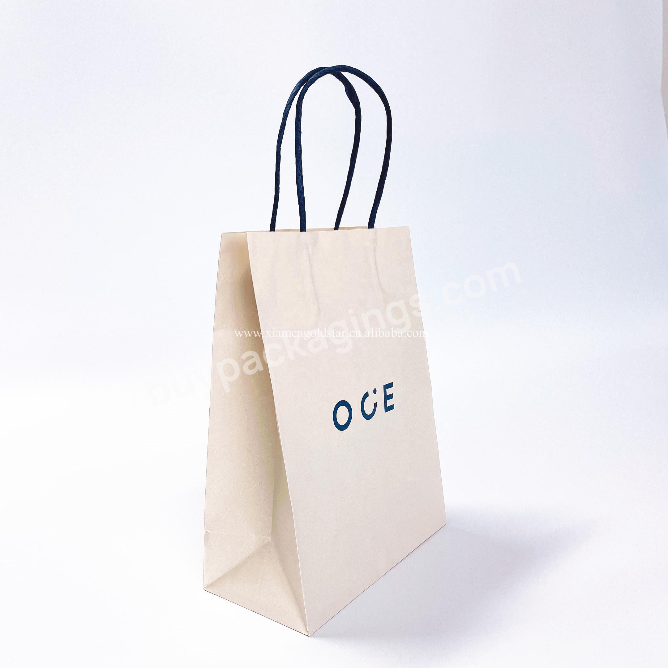 White And Brown Kraft Paper Bag Twisted Handle Shopping Carrier Bag With Logo Printed