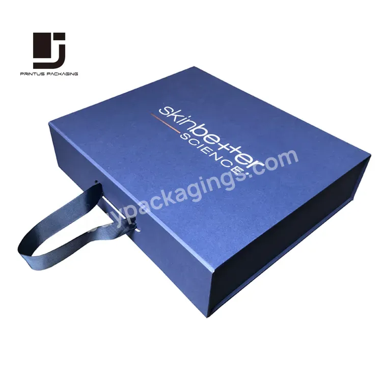 White Folding Magnetic Gift Box With Ribbon