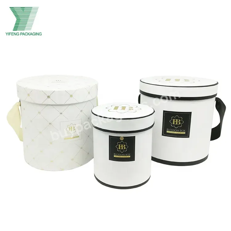 White Gift Box With Lid Set Of 3 Round Flower Boxes For Arrangements Empty Wedding Party Anniversary
