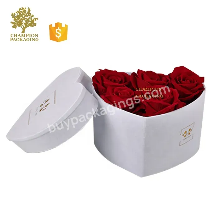 White Gold Foil Logo Florist Flower Heart Shaped Empty Sweet Gift Boxes