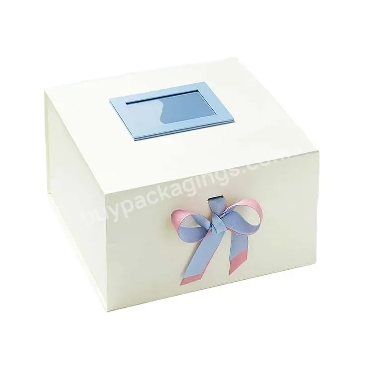 White Rigid Cardboard Packaging Magnetic Closure High End Flat Packed Magnetic Paper Gift Box