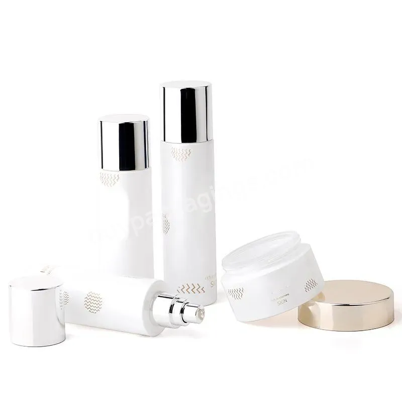 White Skincare Glass Bottle Lotion Pump Bottle 100ml 120ml Empty 50g 100g Face Cream Jar Glass Cosmetic Bottle With Pump