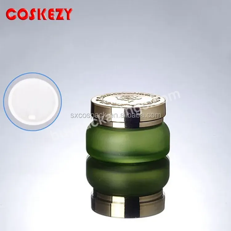 Wholesale 30ml Green Frosted Glass Cream Jar With Golden Lid - Buy 30ml Glass Jar For Face Cream,Glass Bottles With Lid,1oz Cream Jar.