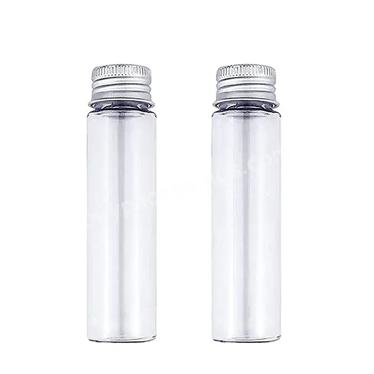 Wholesale 50ml Clear Flat Plastic Test Pet Tubes With Screw Caps Aluminum Screw Lid Test Tube Samples Jar For Food