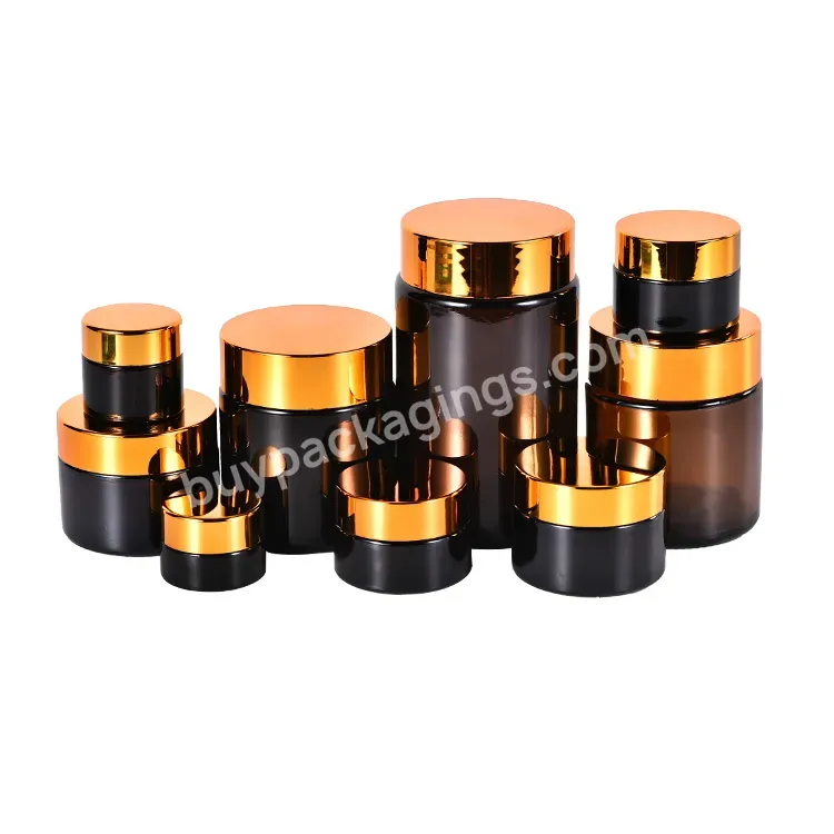 Wholesale 5g 10g 15g 1oz 30g 2oz 4oz 8oz 100ml Empty Clear Black Frosted Amber Face Cosmetic Glass Cream Jar Supplier With Lid