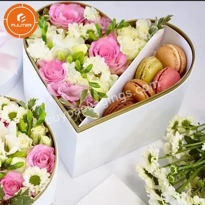 Wholesale Bouquet Heart Box Flower Candy Macaroon Gift Hat Packaging Box Flower