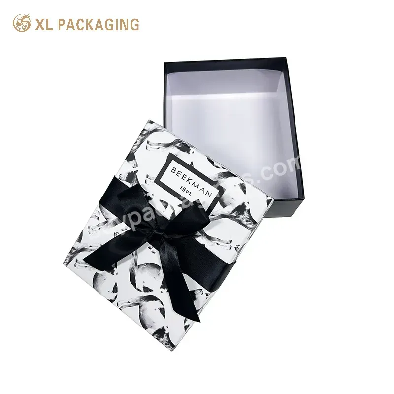 Wholesale Cheap Colorful Printed Pre-tied Ribbon Bow Paper Packaging Box Paper Gift Box For Jewelry Soap Candy