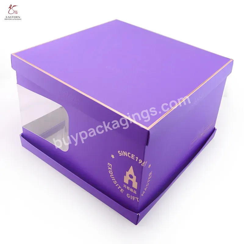 Wholesale Color Print Cake Box Custom 4/6/8/10/12/14 " Clear Transparent Birthday Bakery Wedding Cake Box With Logo