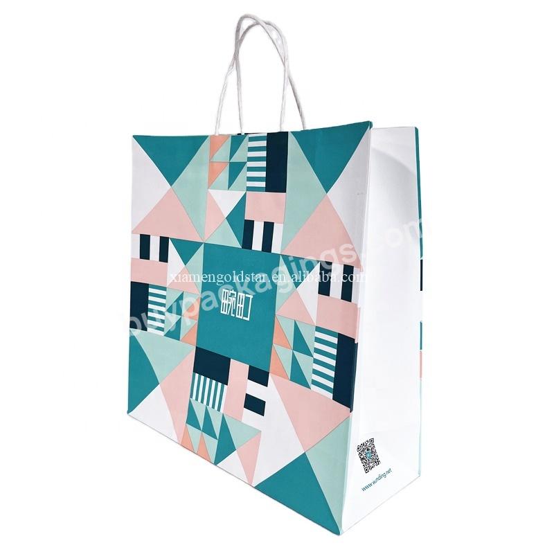 Wholesale Custom Brand Name Recycle Kraft Paper Bag With Shopping Gift Handbags