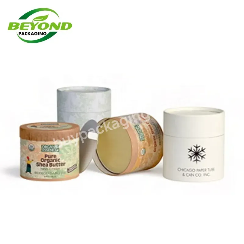 Wholesale Custom Design Eco Packaging Oil Proof Jar White Cardboard 2mm Kraft Paper Tube Cosmetic For 100ml Body Cream Butter