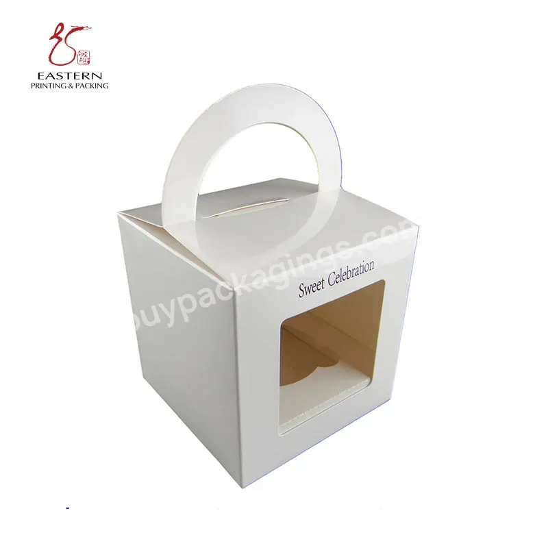 Wholesale Custom Exquisite Packing Single Cup Cake Hamburg Mousse Egg Tart Paper Packaging Box With Custom Logo
