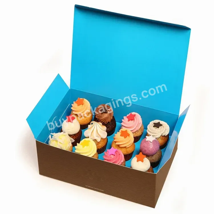 Wholesale Custom Full Color Printing Recycled 6 12 Hole Paper Muffin Cupcakes Box Cookie Food Packaging Bakery Box