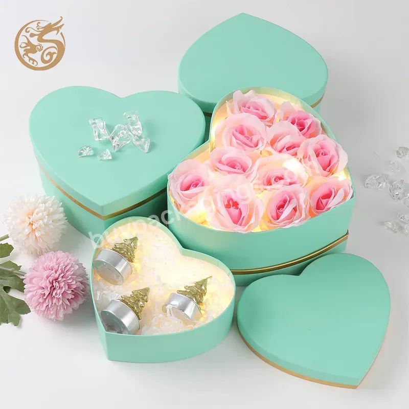 Wholesale Custom Heart Shape Paper Gift Luxury Rose Flower Custom Heart Box For Valentine's Day