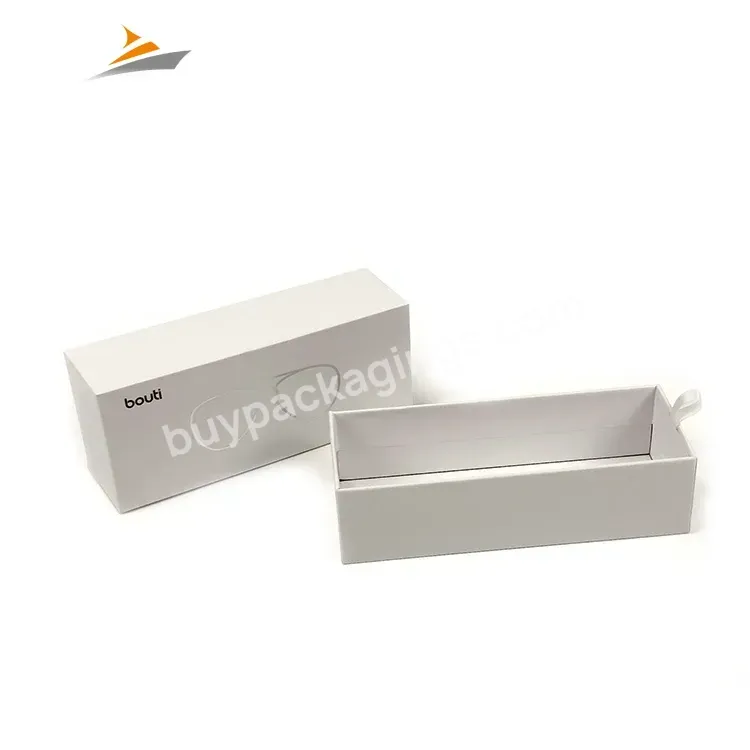 Wholesale Custom Logo Embossed Debossed Matte Lamination Recyclable Paper Packaging Drawer Box With Ribbon